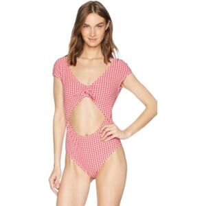 Jessica Simpson Women's Bow Cap Sleeve One-Piece Swimsuit, Pink, S